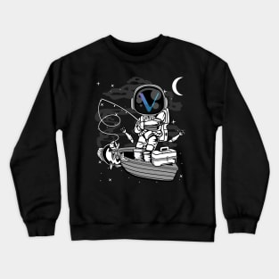 Astronaut Fishing Vechain VET Coin To The Moon Crypto Token Cryptocurrency Blockchain Wallet Birthday Gift For Men Women Kids Crewneck Sweatshirt